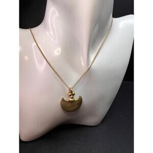 Brass Double Blade Pendant Necklace 18 Inch Artisan Style